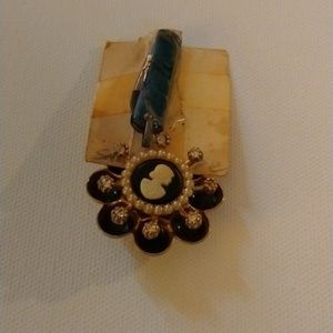 Black Victorian pearl pendant pin with gold or silver
